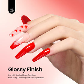 Beetles Scarlet Red Gel Nail Polish on a nail display