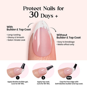 beetles Short Almond Press On Nails applied on hands