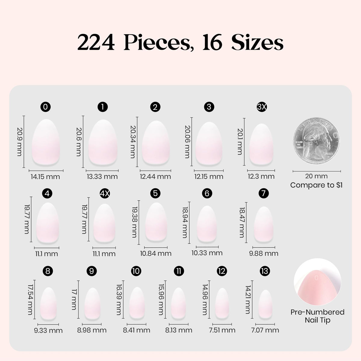 beetles Short Almond Press On Nails in various sizes