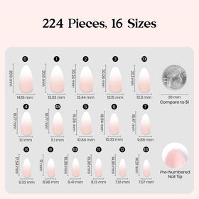 beetles Short Almond Press On Nails Peach Ombre displayed on a hand