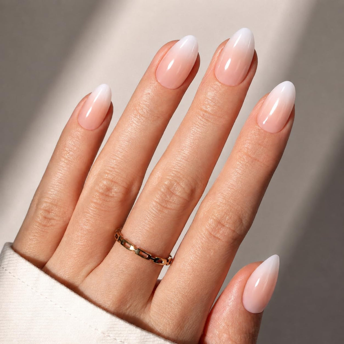 beetles Short Almond Press On Nails Peach Ombre front view