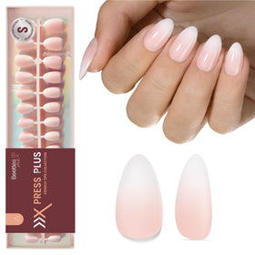 beetles Short Almond Press On Nails Peach Ombre side view