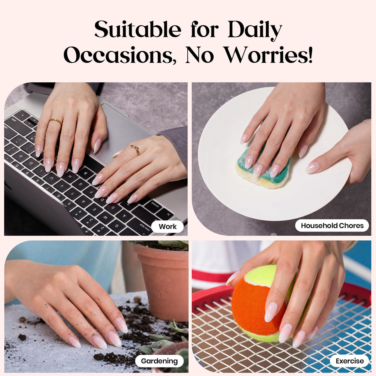 beetles Short Almond Press On Nails with nail art accessories