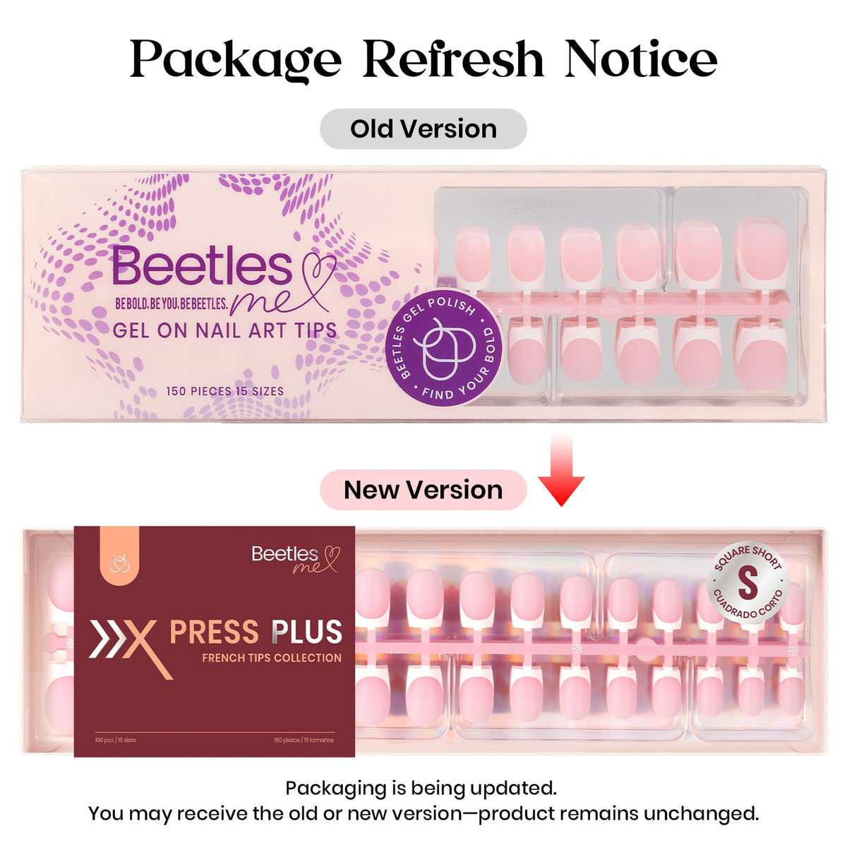 Beetles short press on nails with builder top coat