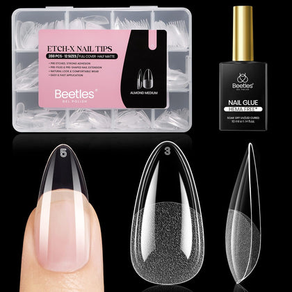 beetles Soft Gel Nail Kit 288pcs almond medium tips front view