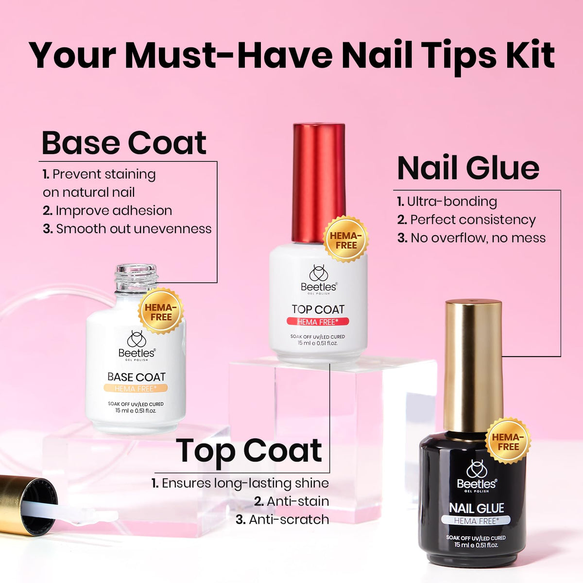 beetles Soft Gel Nail Kit showing application process