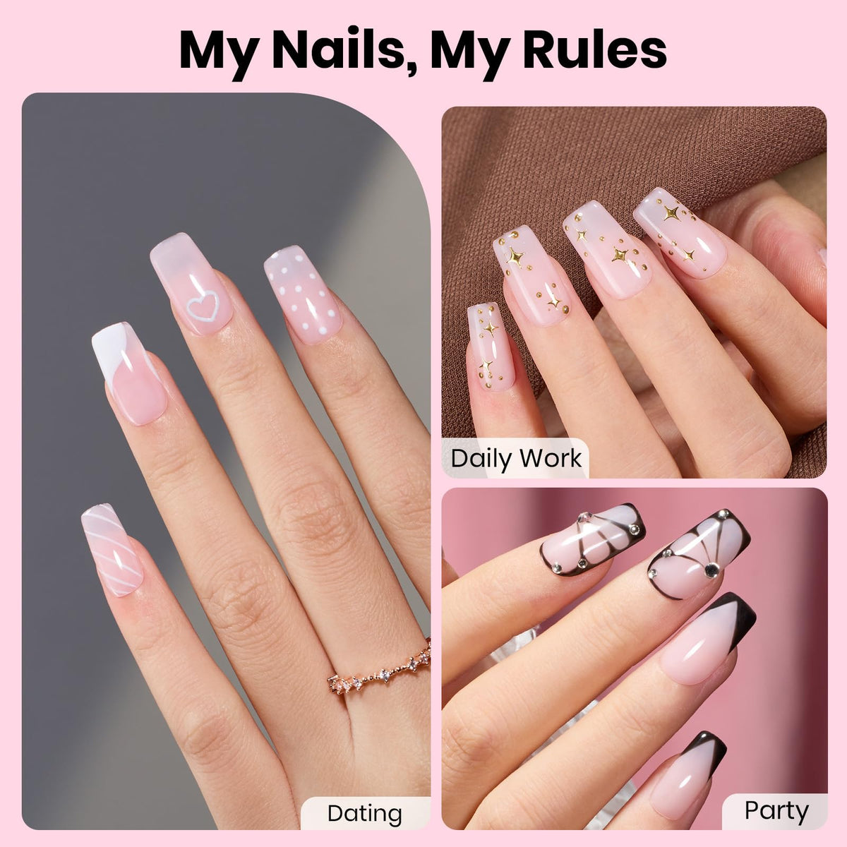 Beetles square short nail tips in various sizes