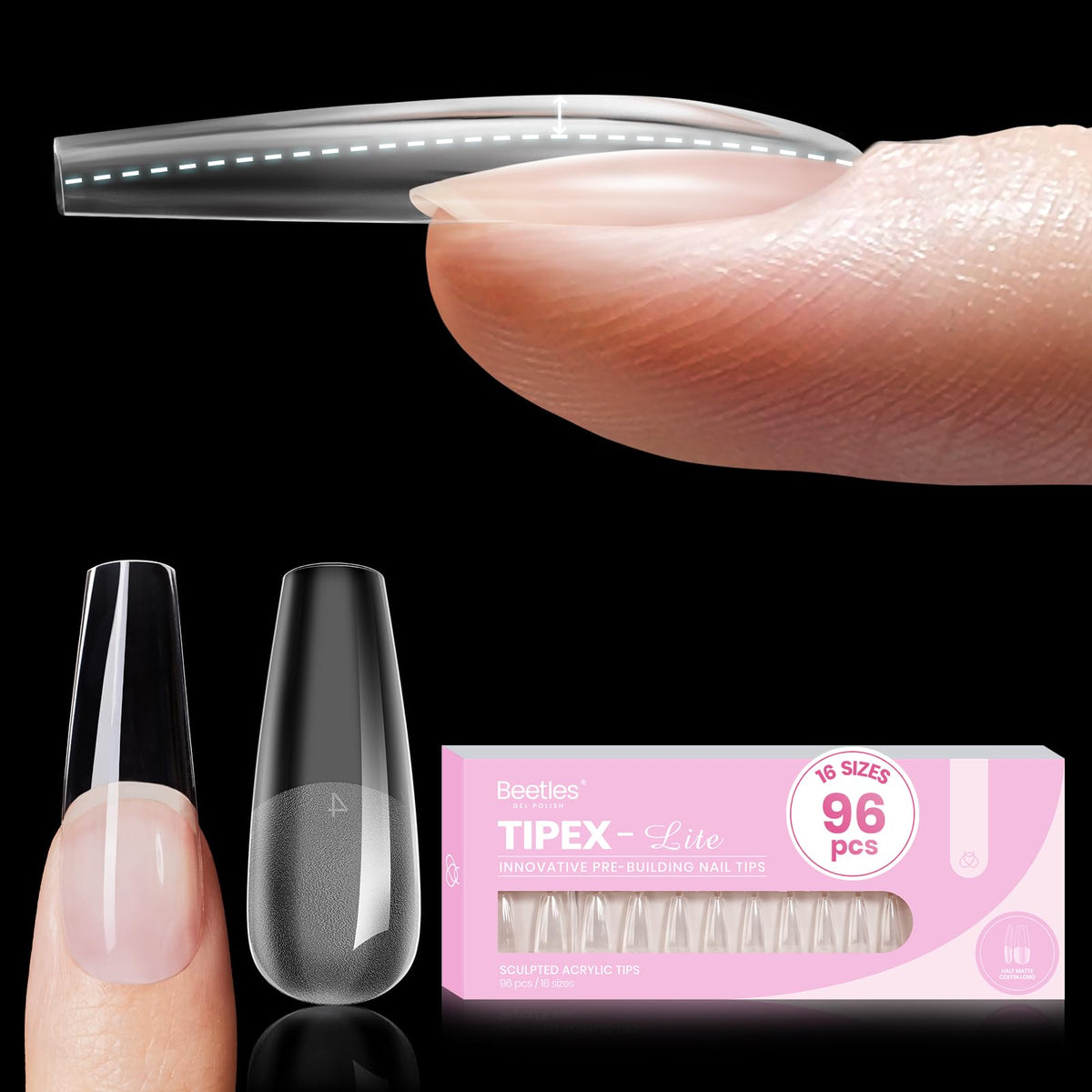 beetles Tipex Lite Instant Apex Nail Tips front view