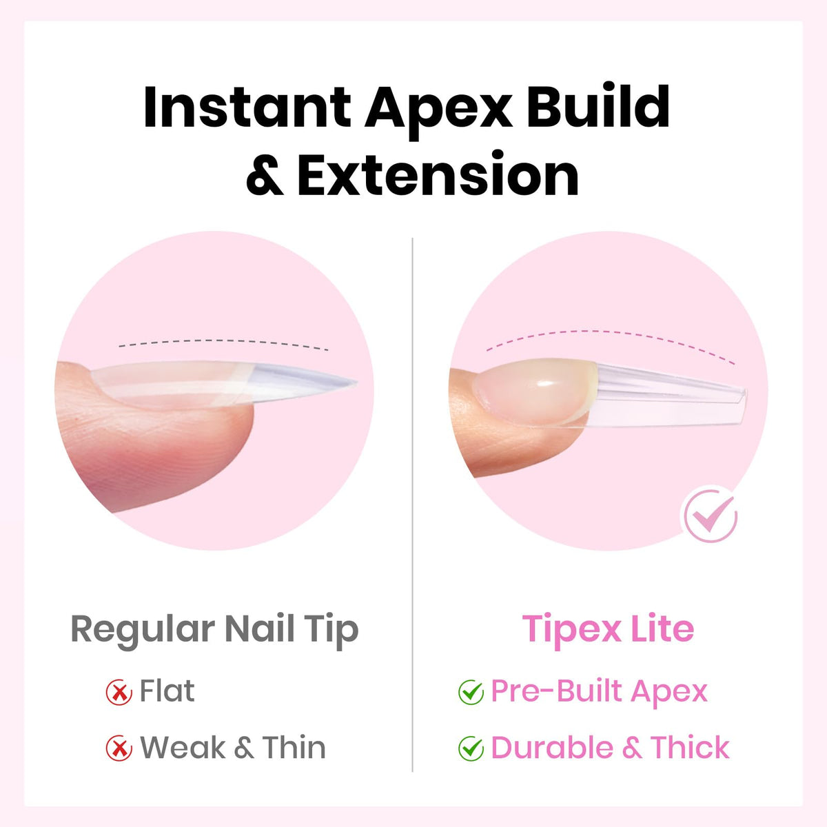 beetles Tipex Lite Nail Tips close-up of built-in apex