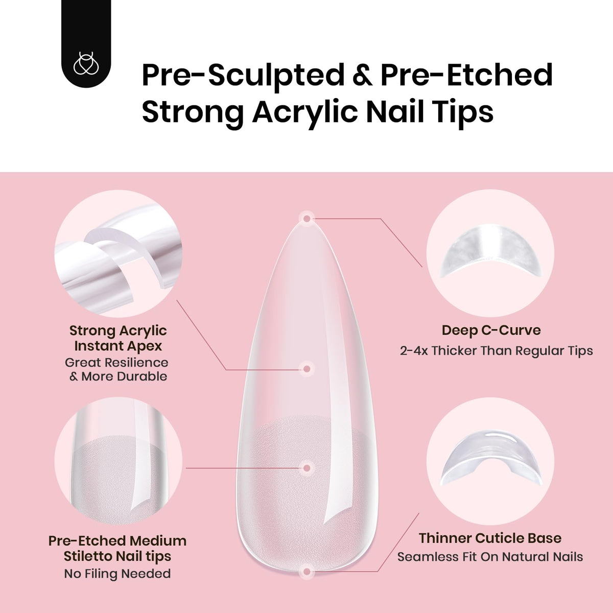 beetles Tipex nail tips showing structured C-curve