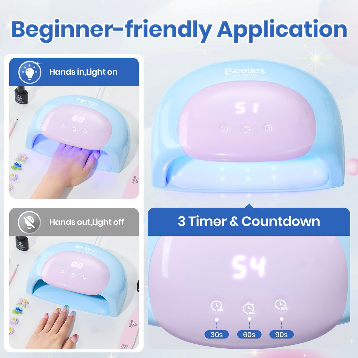 beetles UV Nail Lamp Candy Blue side view