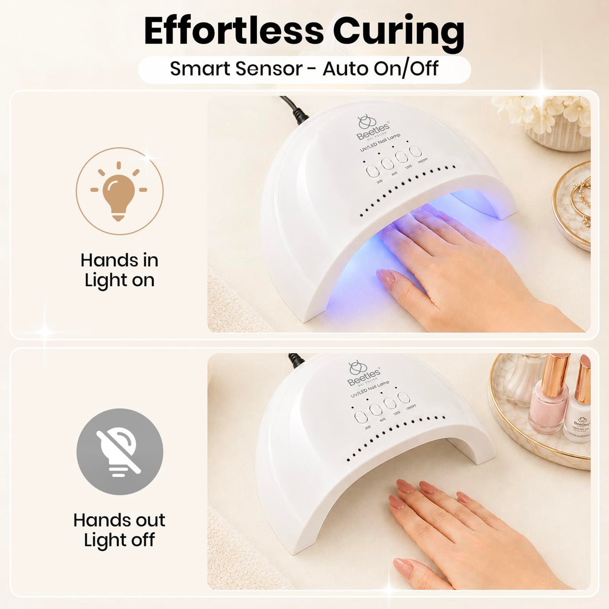 beetles UV Nail Lamp in use with hand inside