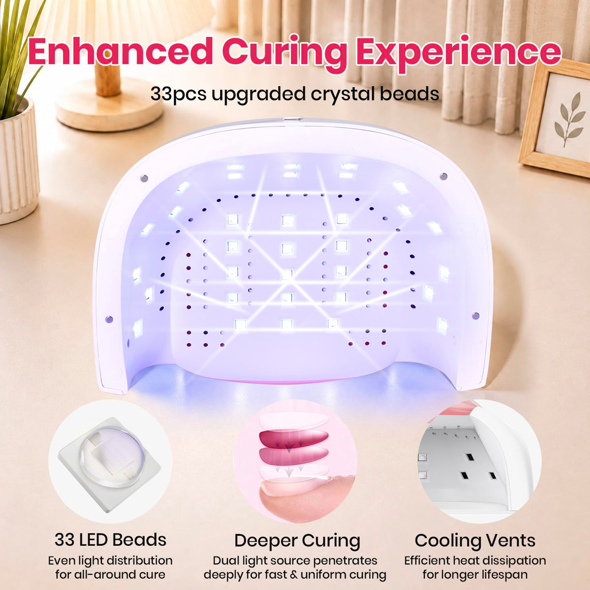 beetles UV Nail Lamp packaging with manicure accessories