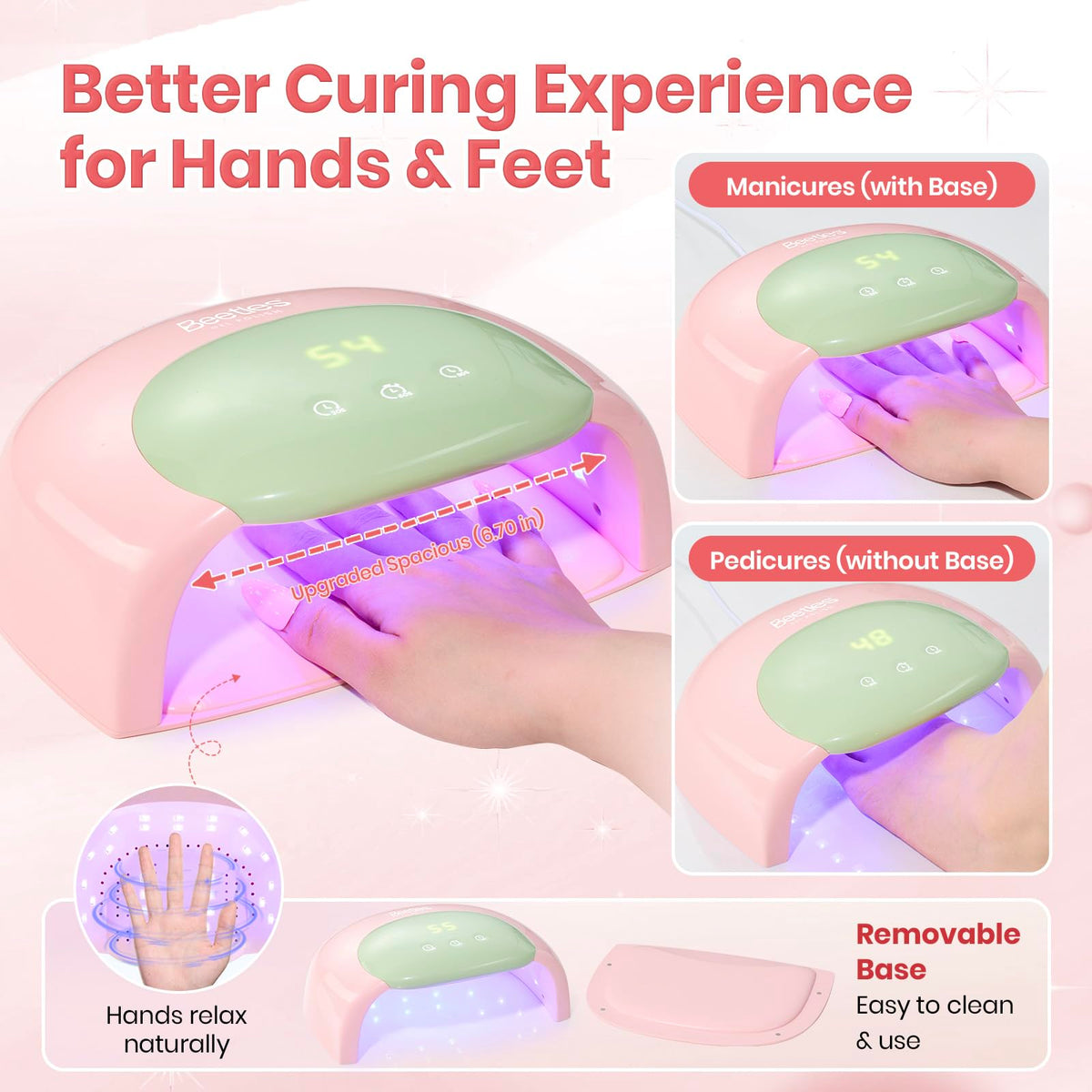 beetles UV Nail Lamp removable base for easy cleaning