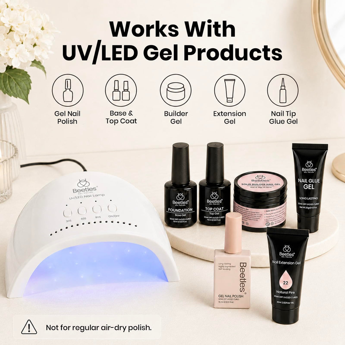 beetles UV Nail Lamp showing 30 high-power LEDs