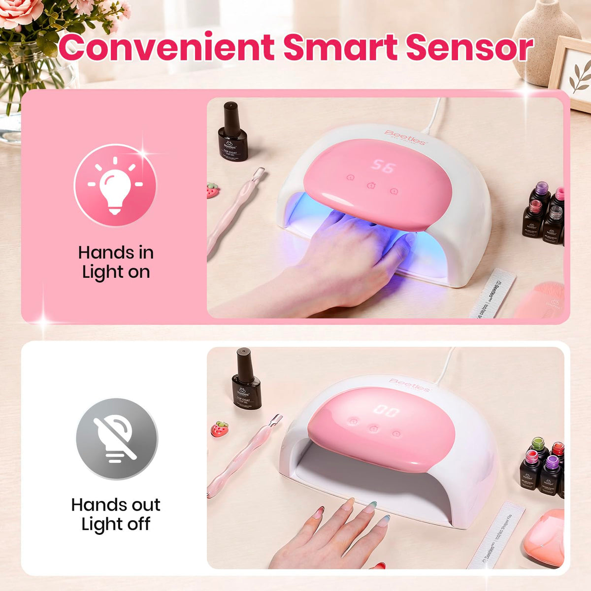 beetles UV Nail Lamp side view showcasing dual UV/LED beads