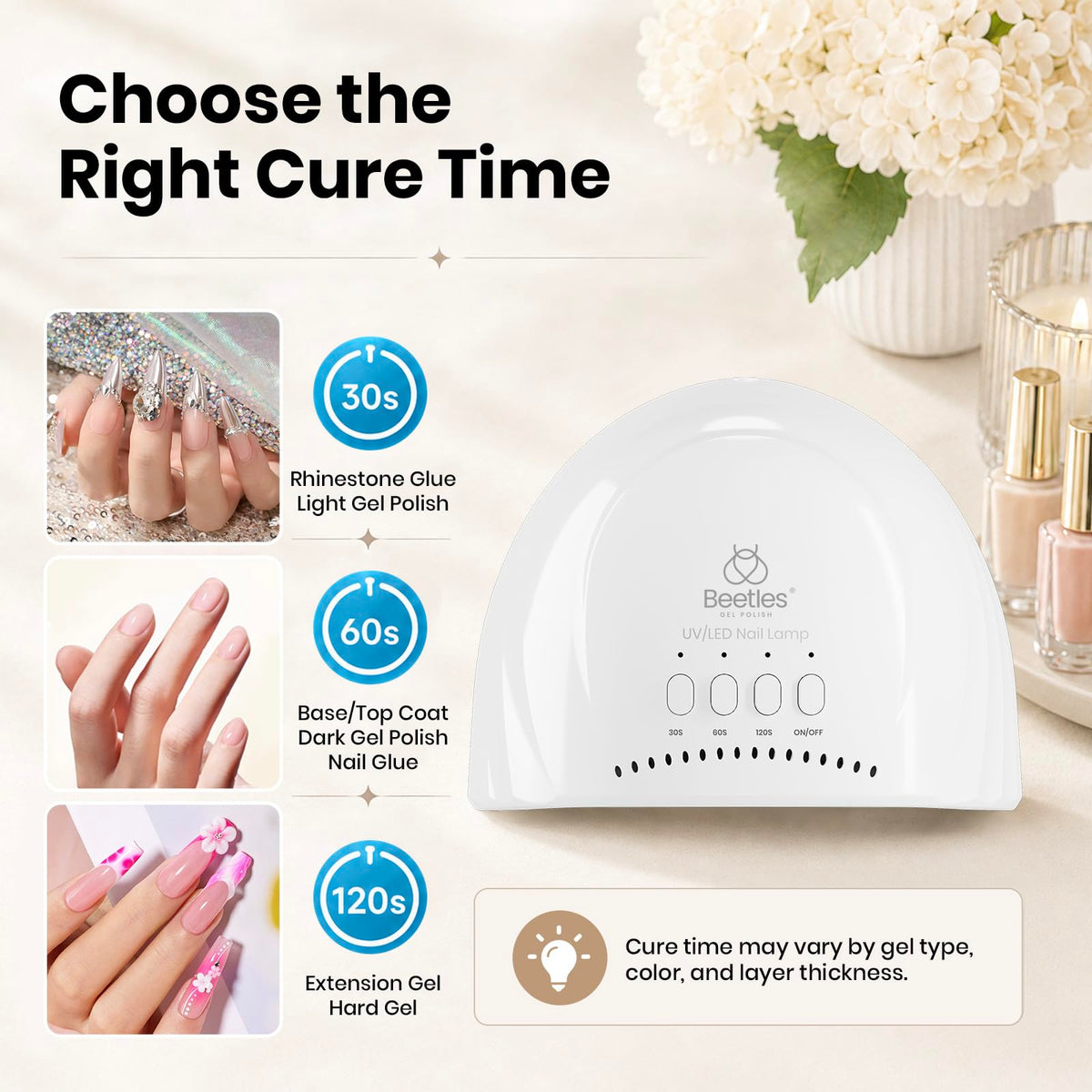 beetles UV Nail Lamp side view showcasing spacious design