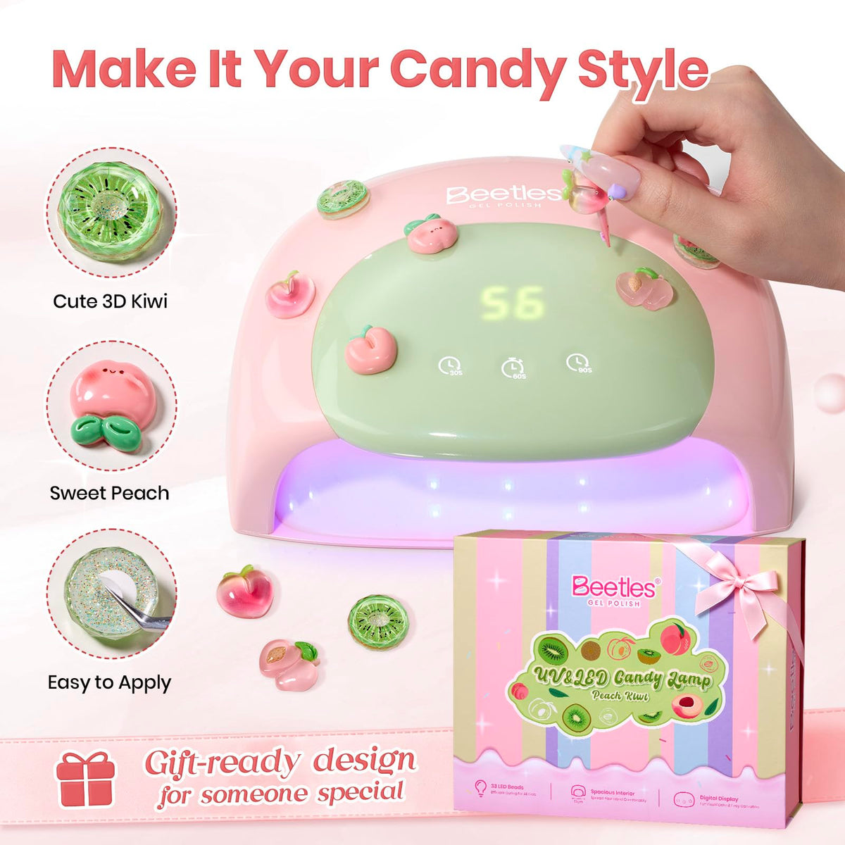 beetles UV Nail Lamp with decorative 3D charms