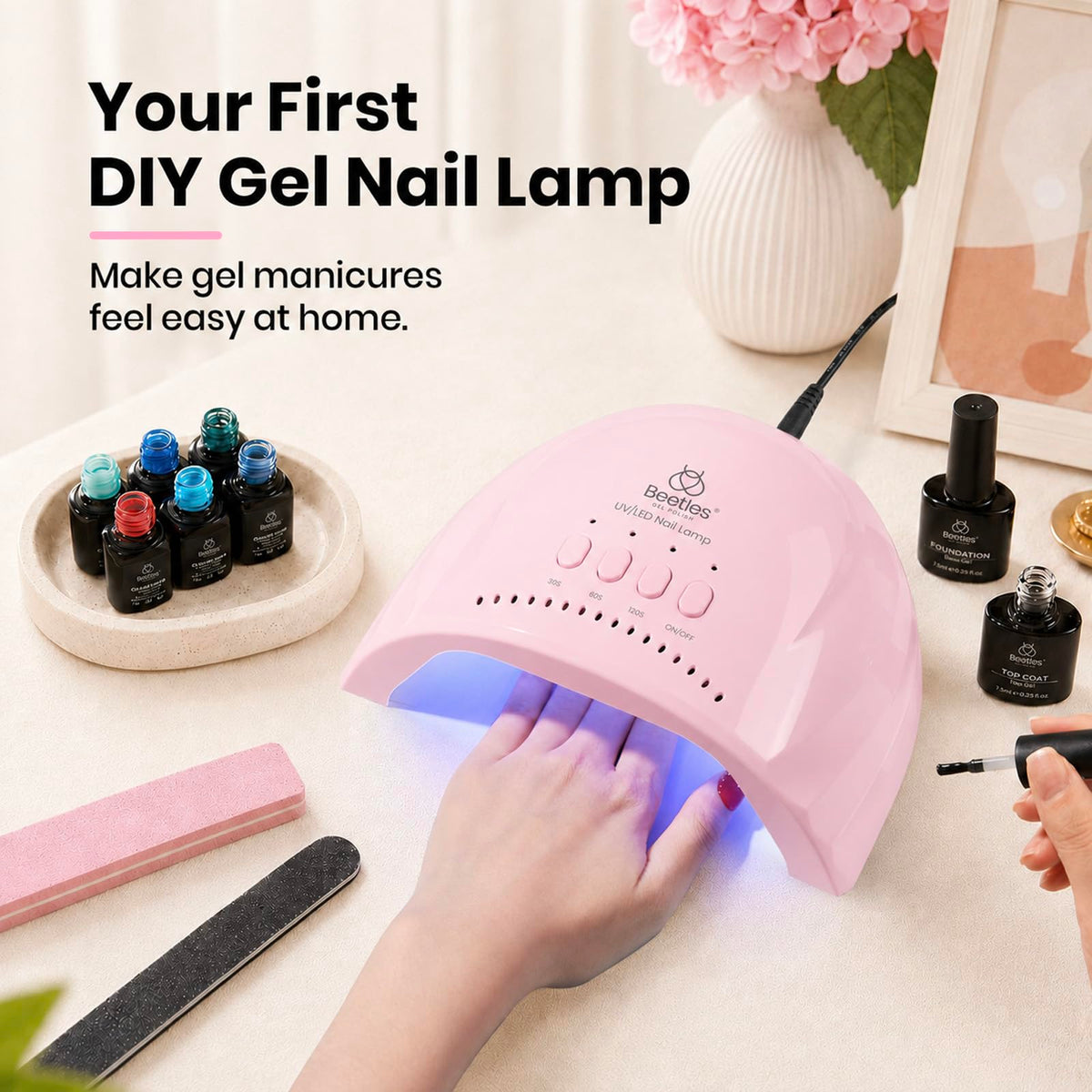 beetles UV Nail Lamp with gel polish bottles