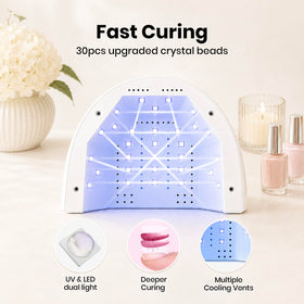 beetles UV Nail Lamp with gel polish bottles beside it