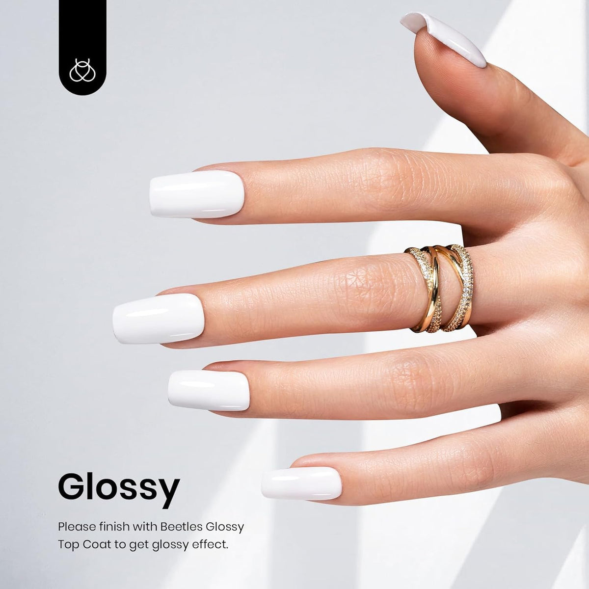 Beetles White Gel Polish close-up showing glossy finish