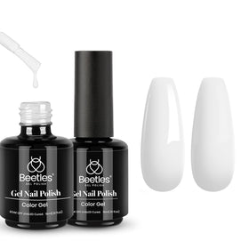 Beetles White Gel Polish Set front view with two 15ml bottles