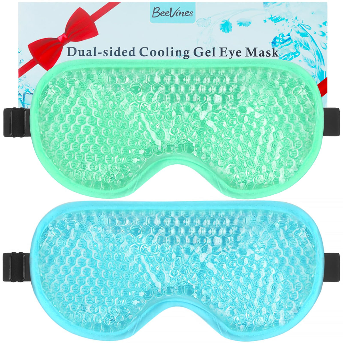 BeeVines Gel Eye Mask blue and green front view