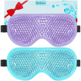 BeeVines Gel Eye Mask blue and purple front view with gel beads