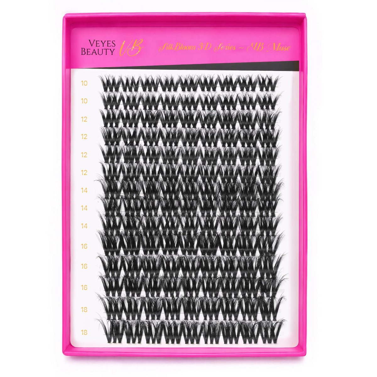 Before and after comparison of lashes with VEYESBEAUTY Lash Clusters