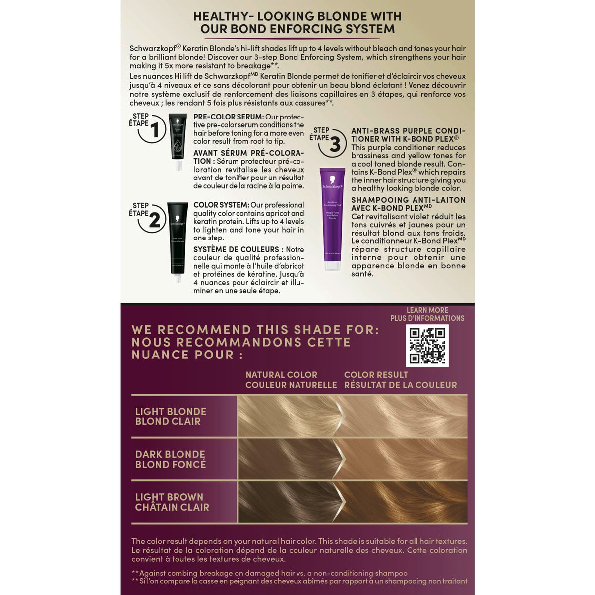 Before and after hair colour with Schwarzkopf Keratin Blonde