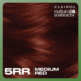 Before and after of hair dyed with Clairol Natural Instincts 5RR