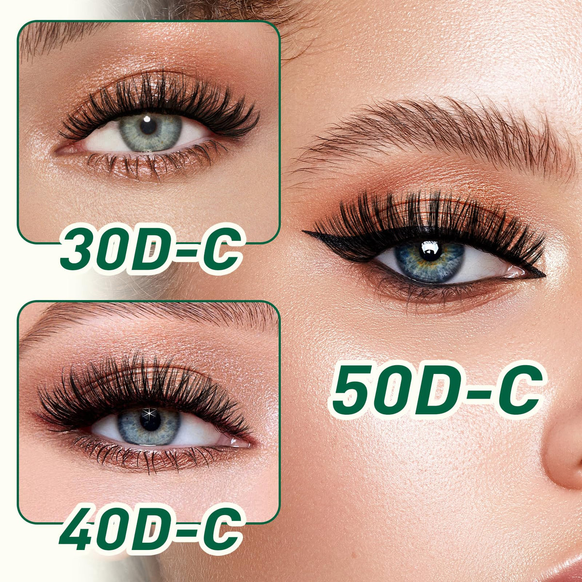 Before and after of lashes applied with KEYYOU kit