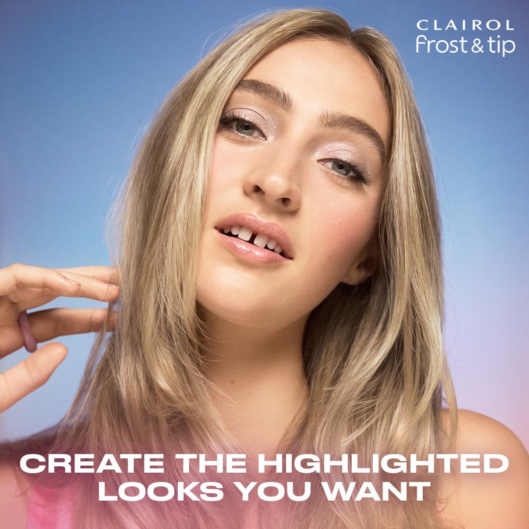 Before and after results of Clairol Frost & Tip highlights