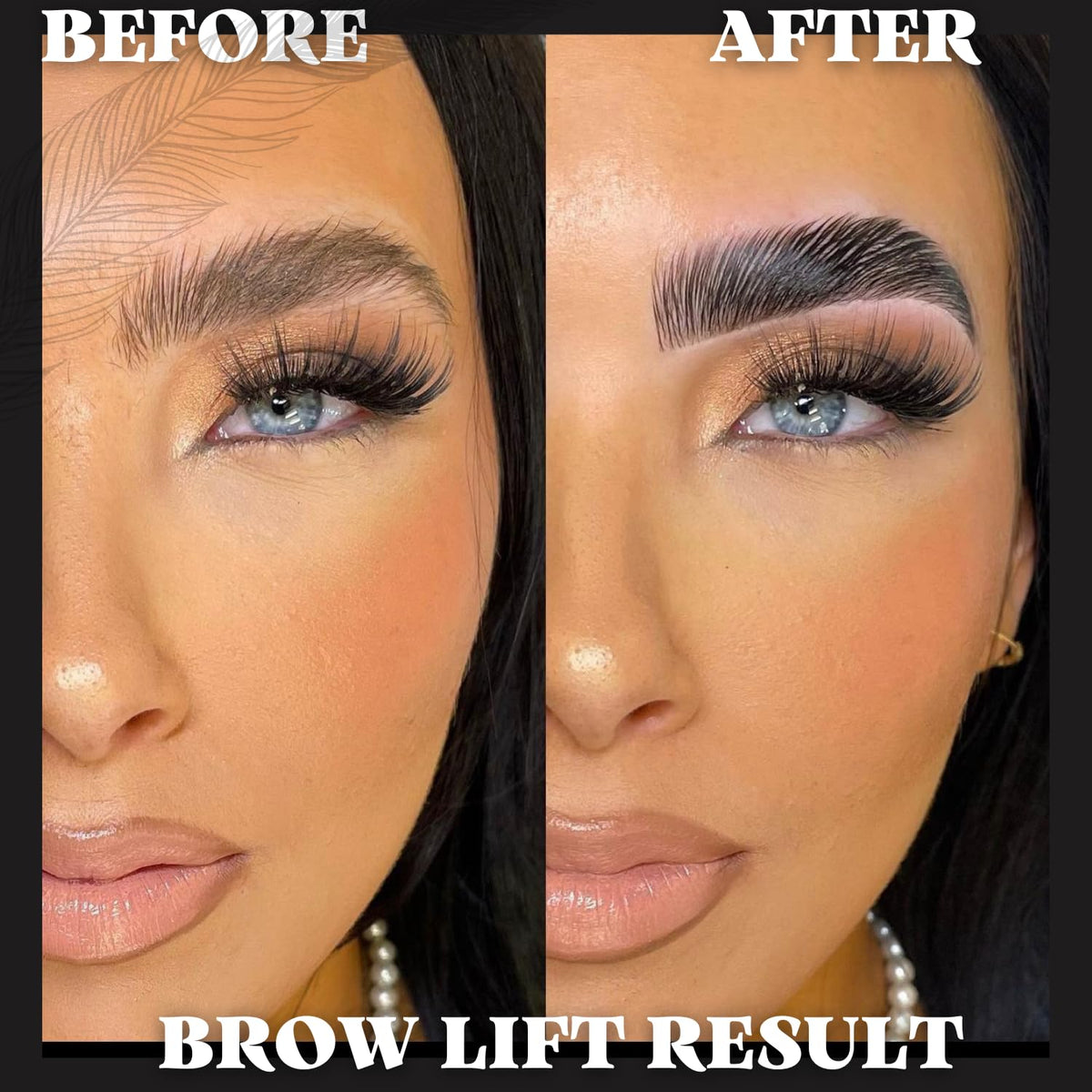 Before and after results of eyebrow lamination