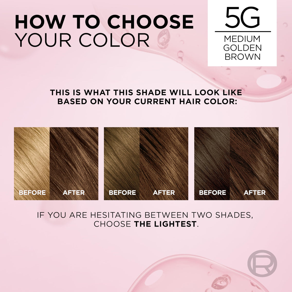 Before and after results of L'Oreal Paris Excellence Crème Hair Dye application