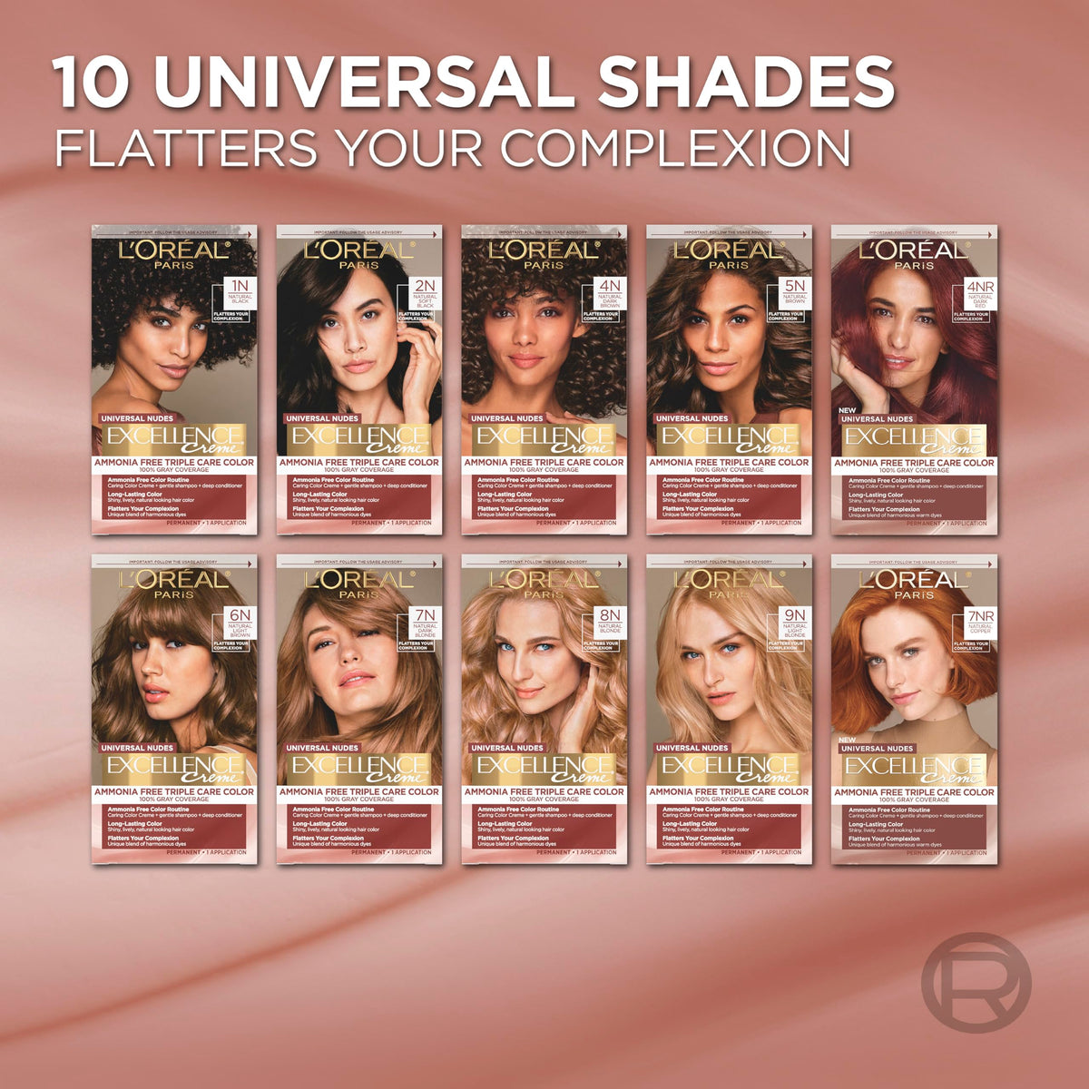 Before and after results of L'Oreal Paris Excellence Universal Nudes Hair Color