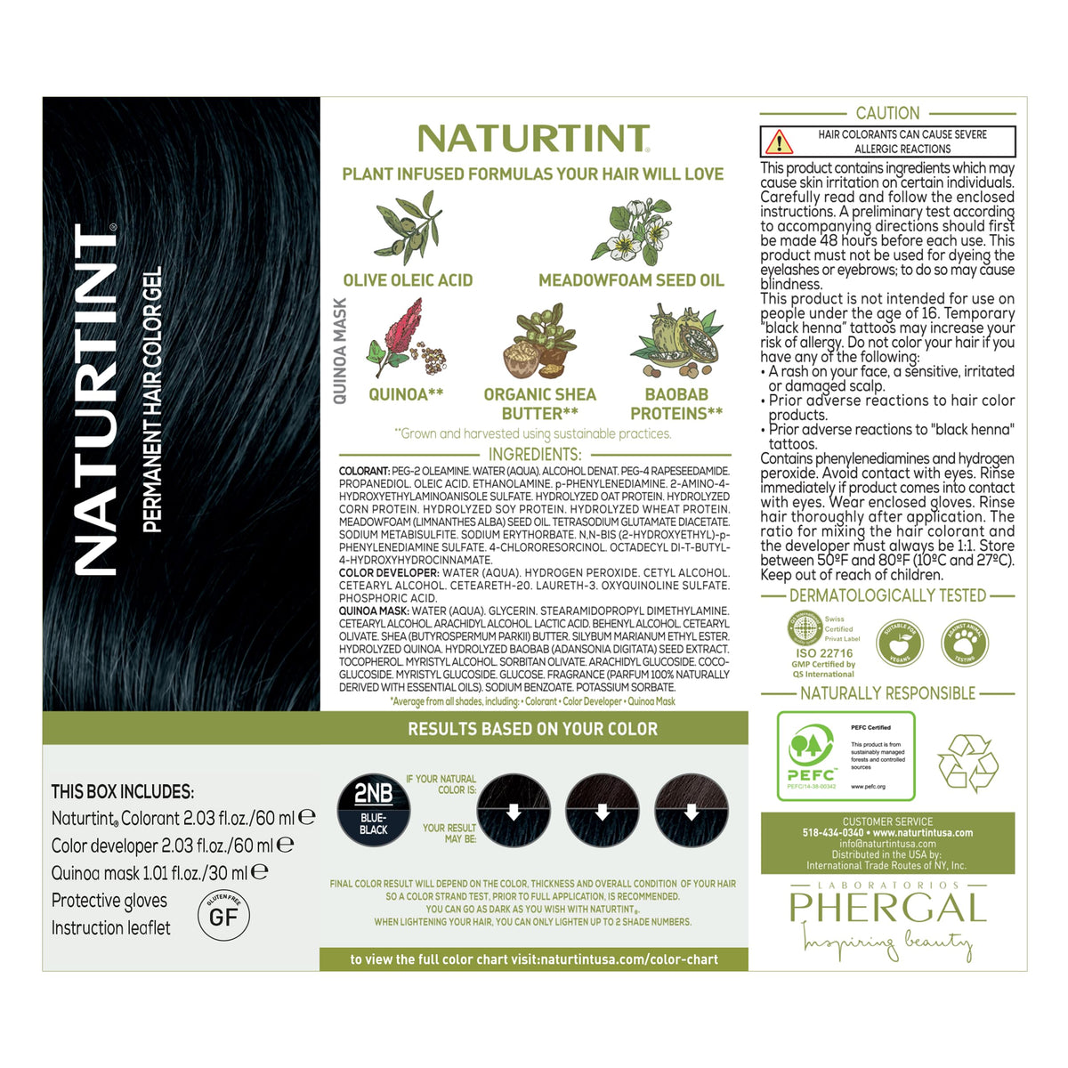 Before and after results of Naturtint 2NB Blue Black hair color