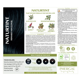 Before and after results of Naturtint 2NB Blue Black hair color