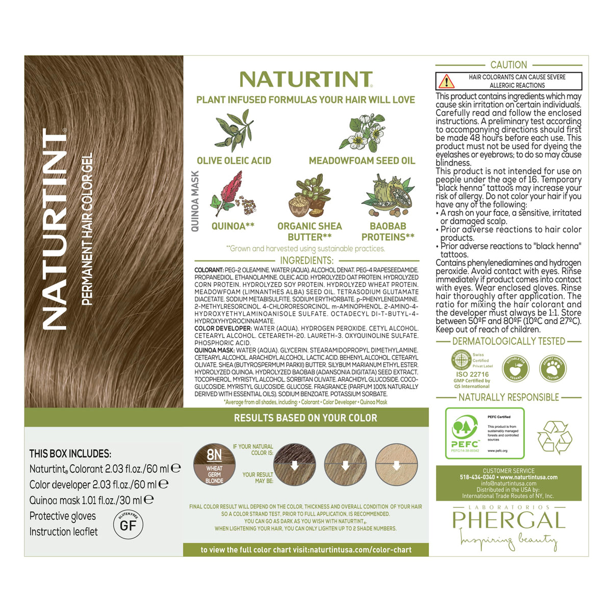 Before and after results of Naturtint 8N Wheat Germ Blonde