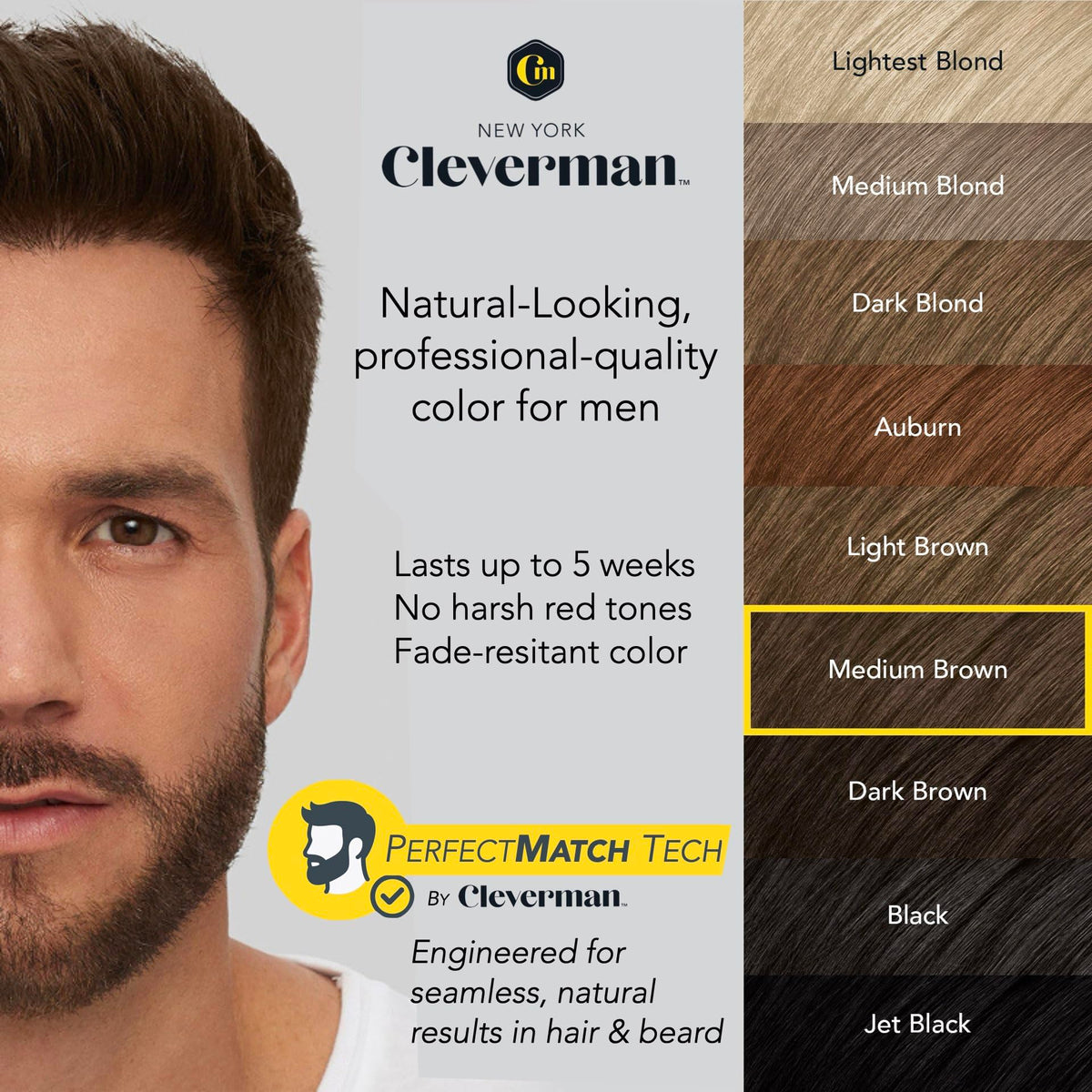 Before and after results of using CLEVERMAN hair dye