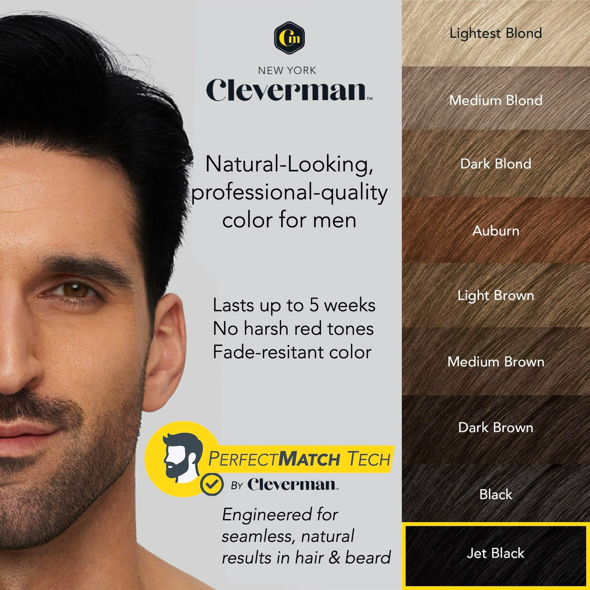Before and after results of using CLEVERMAN hair dye