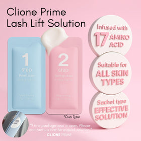 Before and after results of using CLIONE lash lift kit