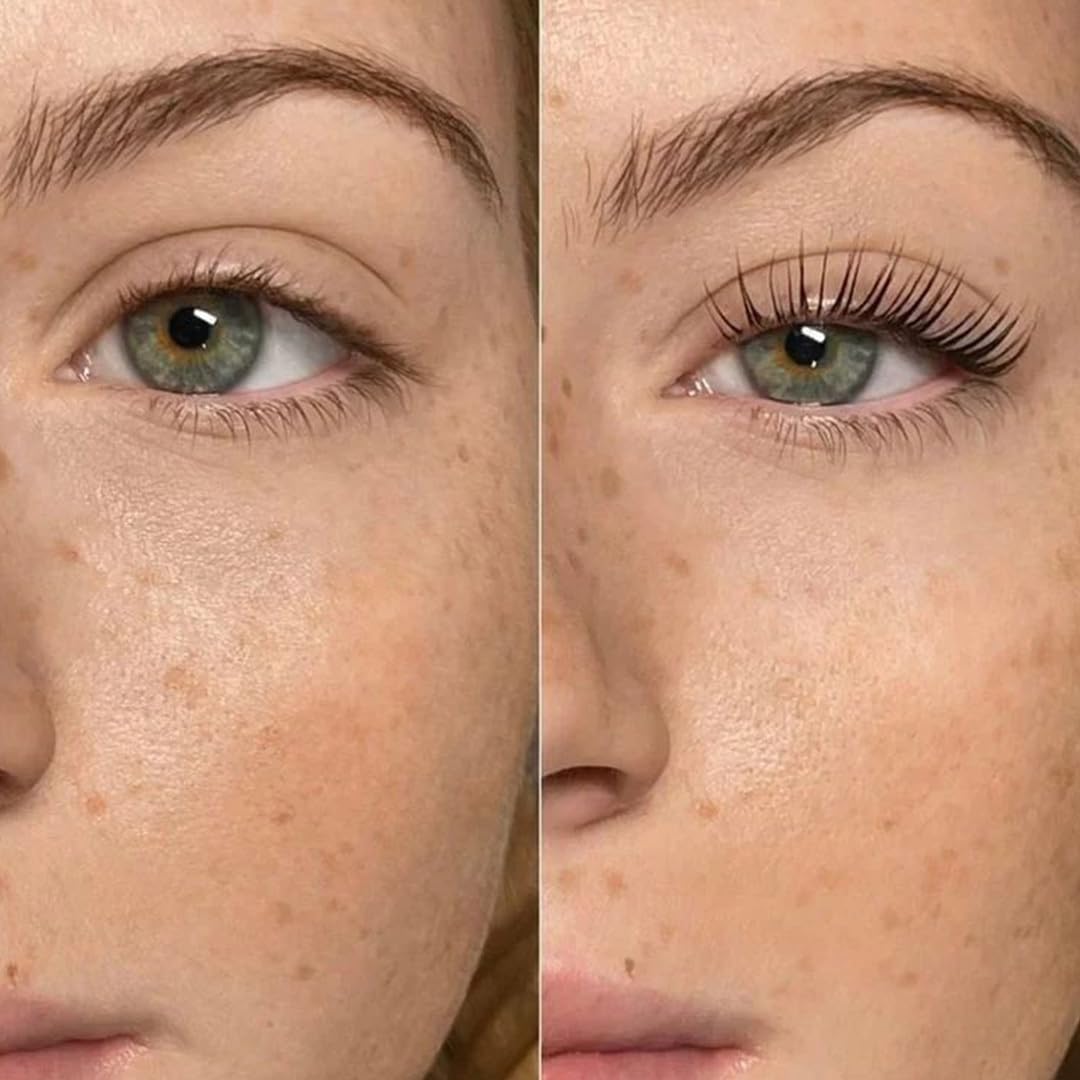 Before and after results of using LIVIA Korean Lash Lift Kit