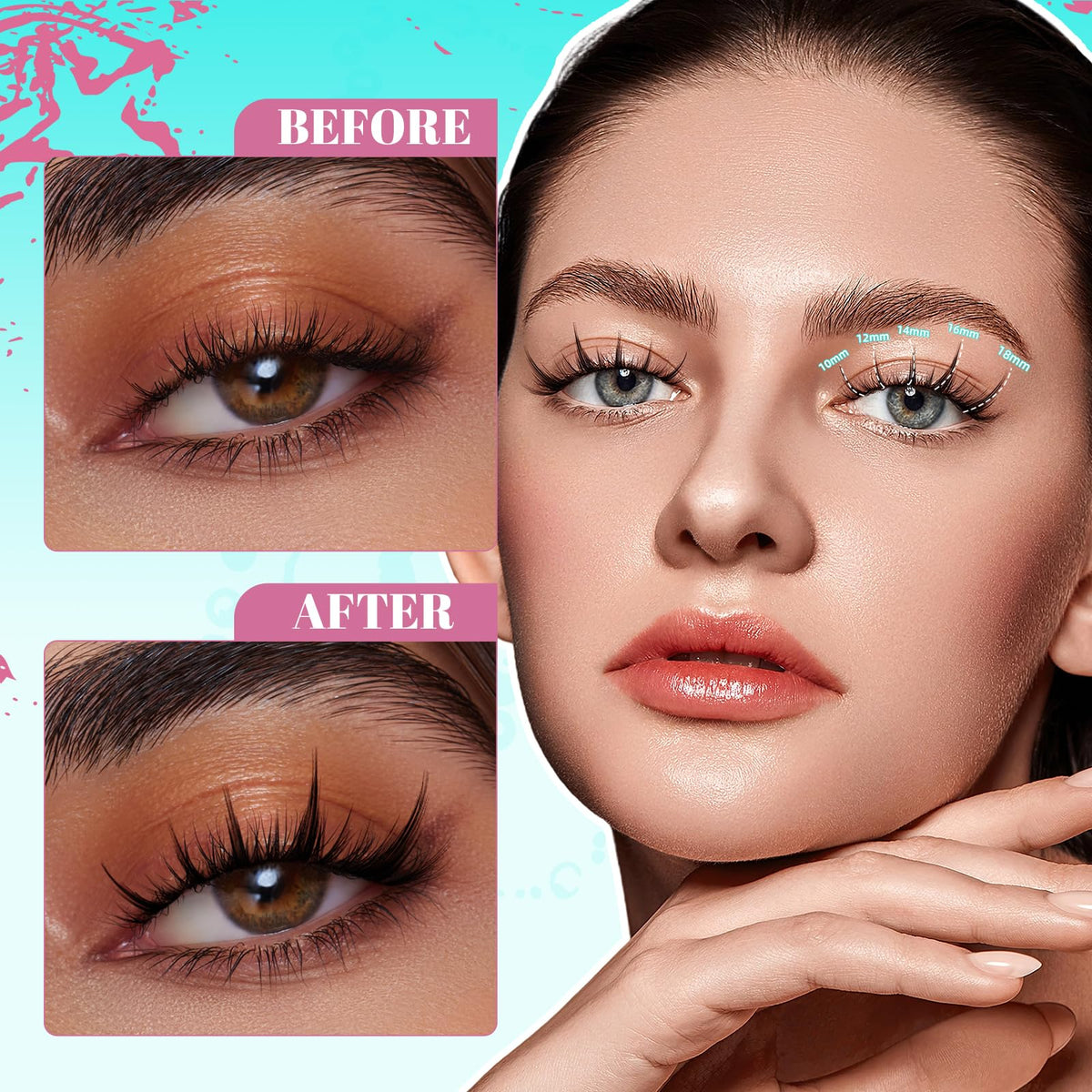 Before and after using AMZGIRL LASH Manga Lash Clusters