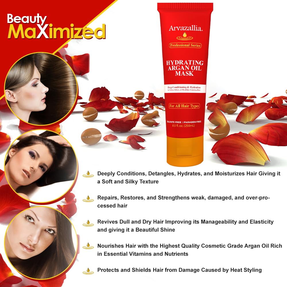 Before and after using Arvazallia Hydrating Argan Oil Hair Mask