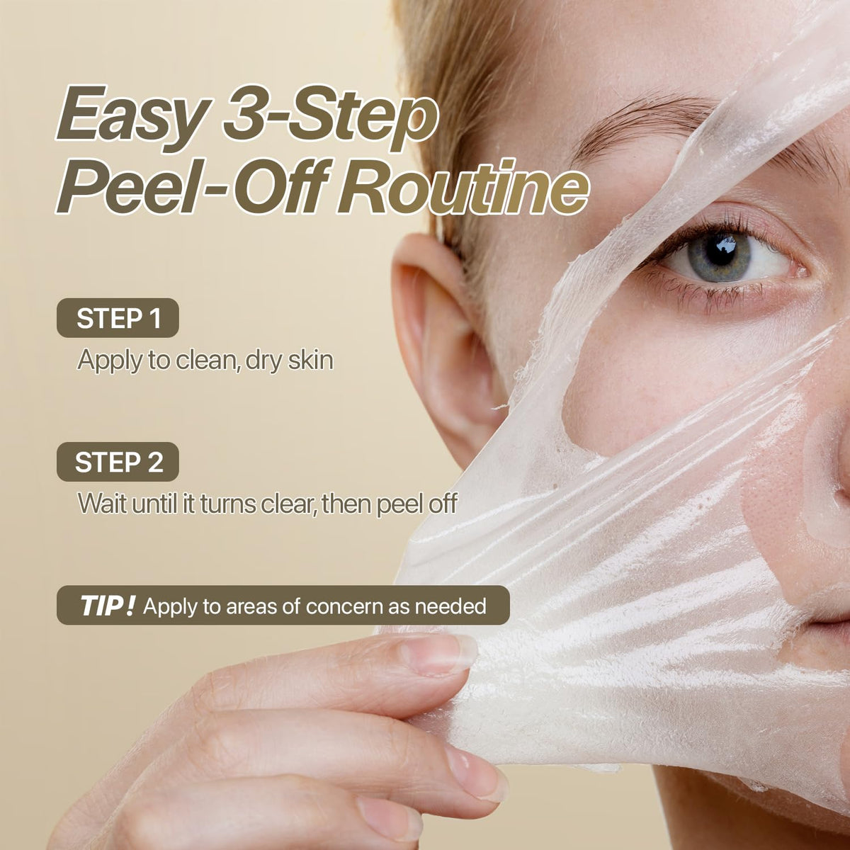 Before and after using CHARDE Peel Off Cream Mask
