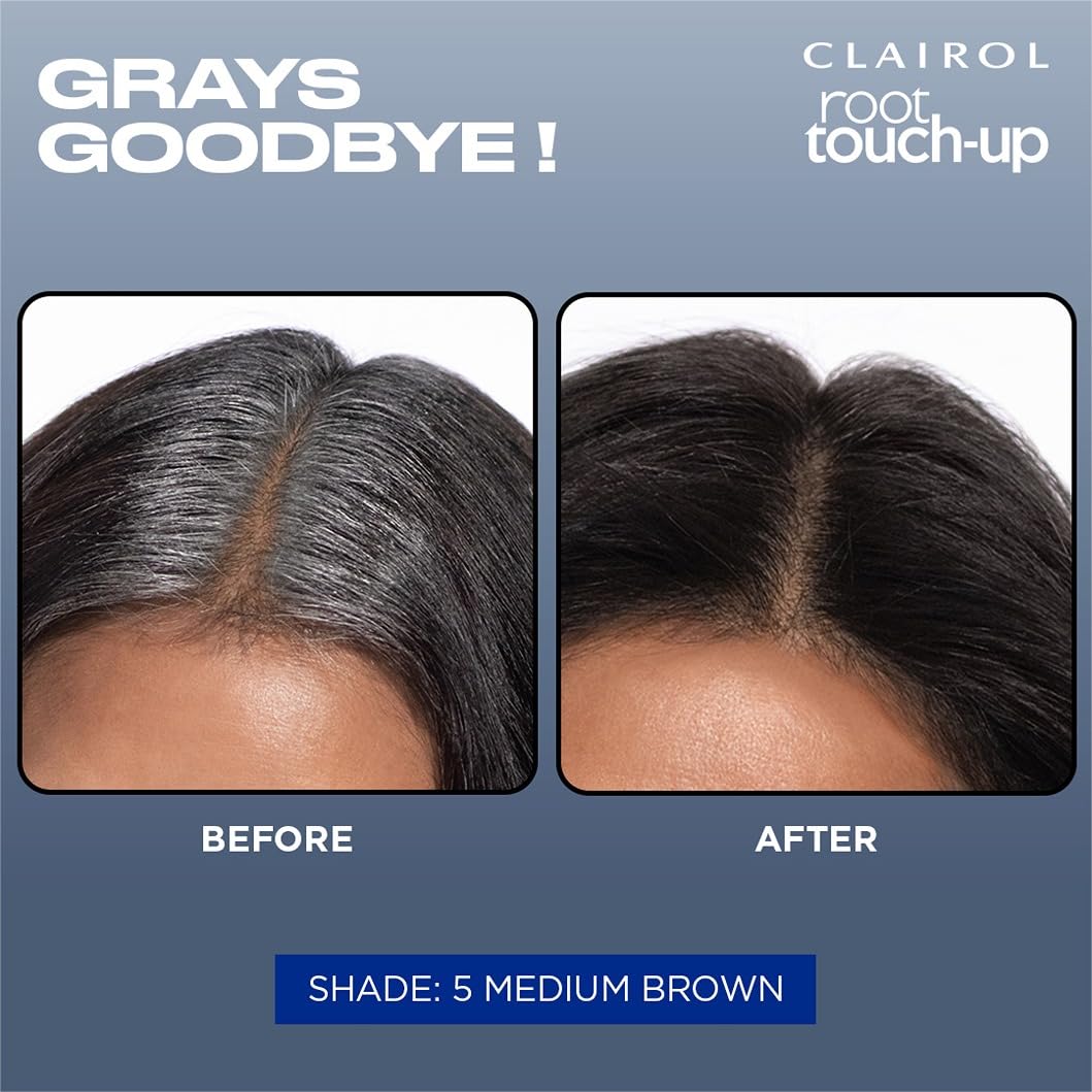 Before and after using Clairol Root Touch Up