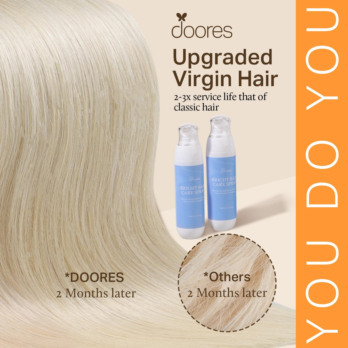 Before and after using DOORES Clip-in Hair Extensions