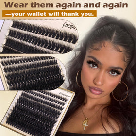 Before and after using Focipeysa Lash Extension Kit
