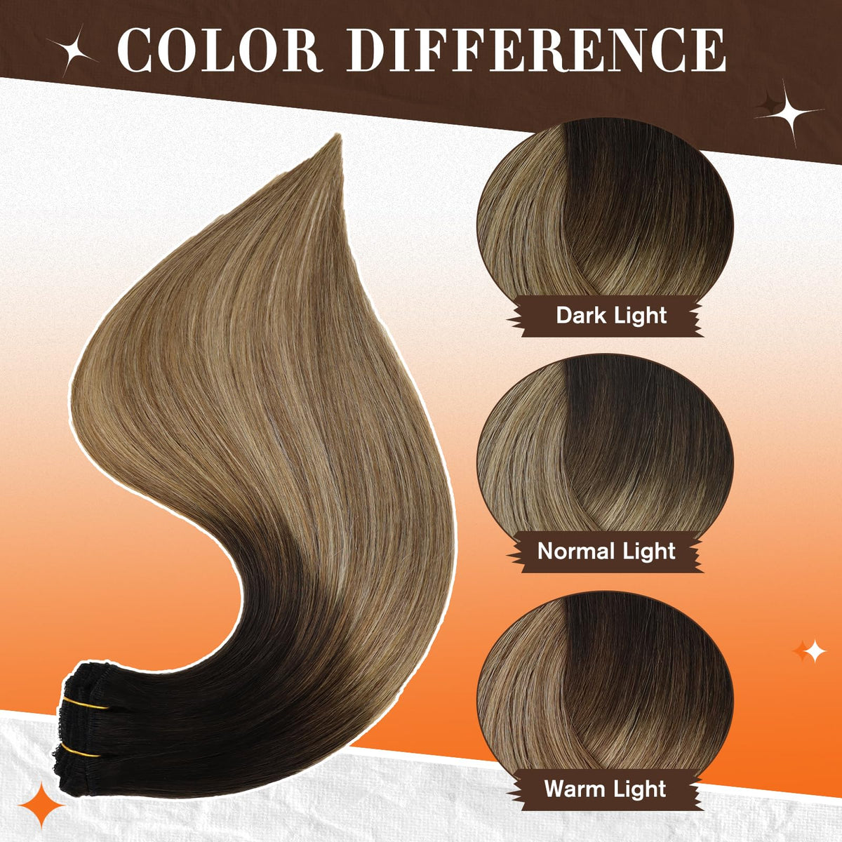 Before and after using Full Shine Clip-in Hair Extensions